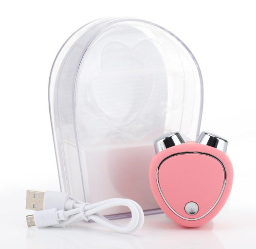 Appareil microcourant lifting visage – Soin anti-âge – Rose/Blanc