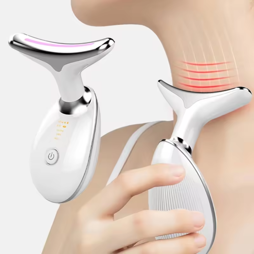 Appareil raffermissant cou – Soin peau décolleté – Blanc/Noir USB