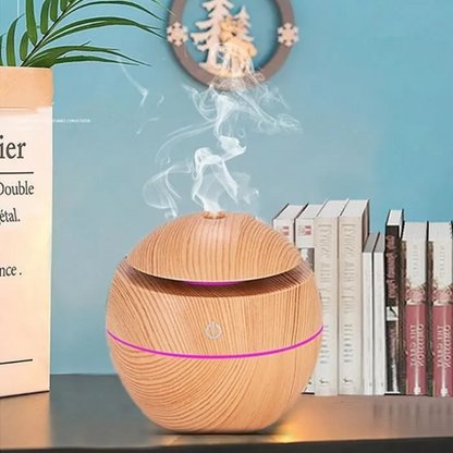 Diffuseur d’arômes ultrasonique – Humidificateur bois foncé – Bien-être
