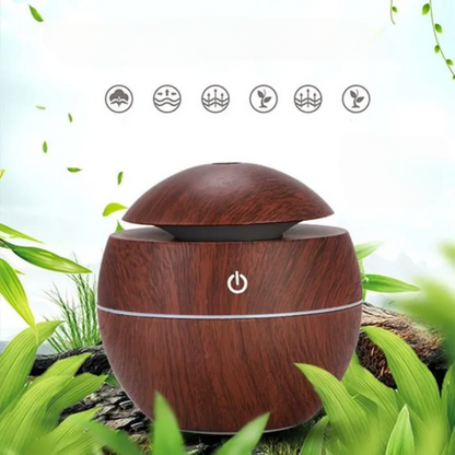 Diffuseur d’arômes ultrasonique – Humidificateur bois foncé – Bien-être