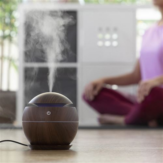 Diffuseur d’arômes ultrasonique – Humidificateur bois foncé – Bien-être